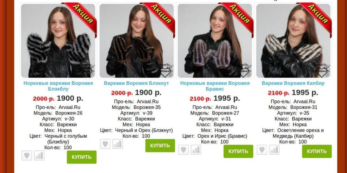 Меховые варежки Ворожея